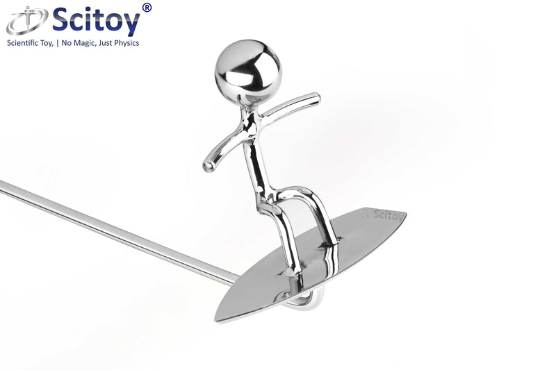 STAINLESS STEEL BALANCING SURFER MAN TABLE TOP FOR MEDITATION, ENTERTAINMENT, OFFICE - HOME DECORATIONS AND GIFT.